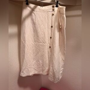 Chelsea28 / Nordstrom Ivory Linen-Blend Button-Front Midi Skirt - Size XL - NWT